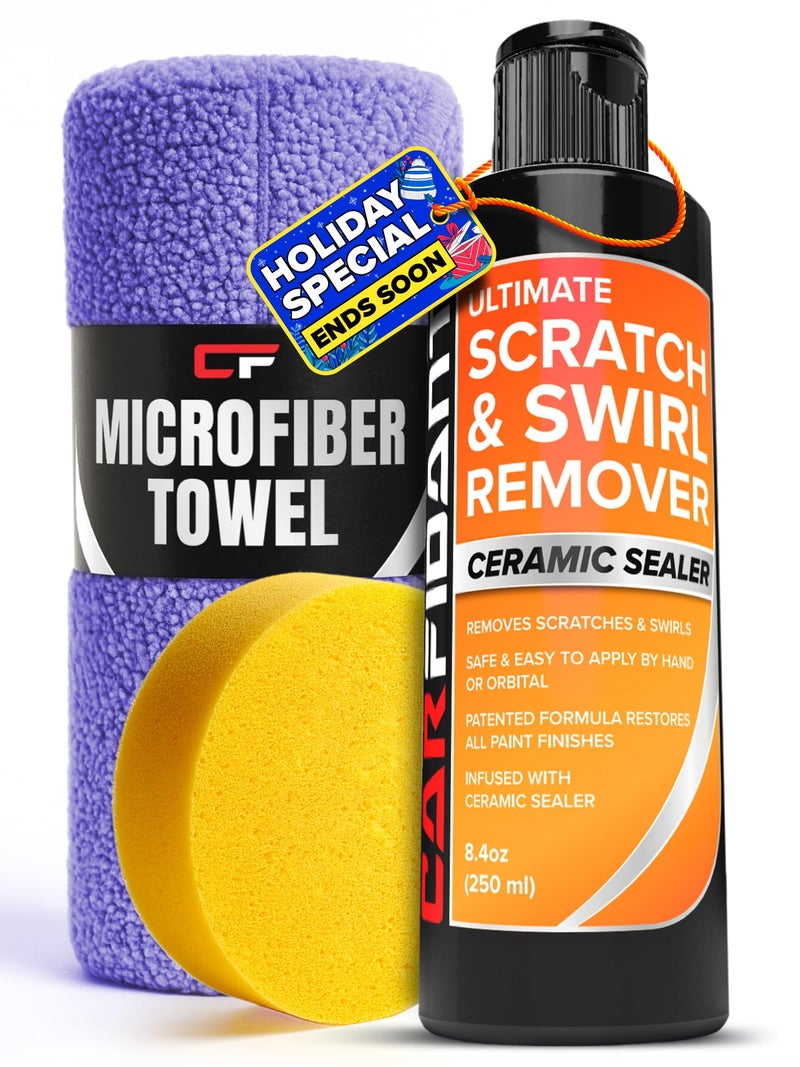 Carfidant Scratch and Swirl Remover - Car Scratch Remover for Vehicles Paint - Polishing Compound for Cars with Pad and Towel - Cutting and Buffing Compound for Paint Restorer - Image 1