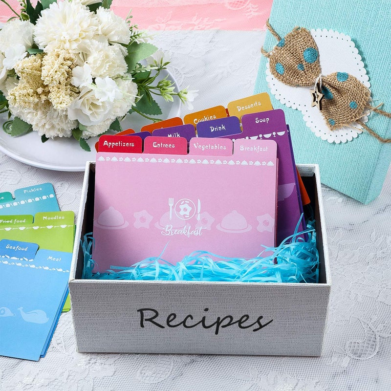 Outus 36 Pieces Recipe Card Dividers Tabs Include 24 Labelled and 12 Blank Tabs 60 Adhesive Labels Fit 4 x 6 Inch Cards for Recipe Box Organize (Bright Style) - Image 3