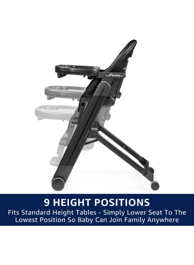 Peg Perego - Siesta – Multifunctional Compact Folding High Chair – From Birth To Toddler – Recliner And High Chair – Made In Italy – Licorice (Black) - Image 1