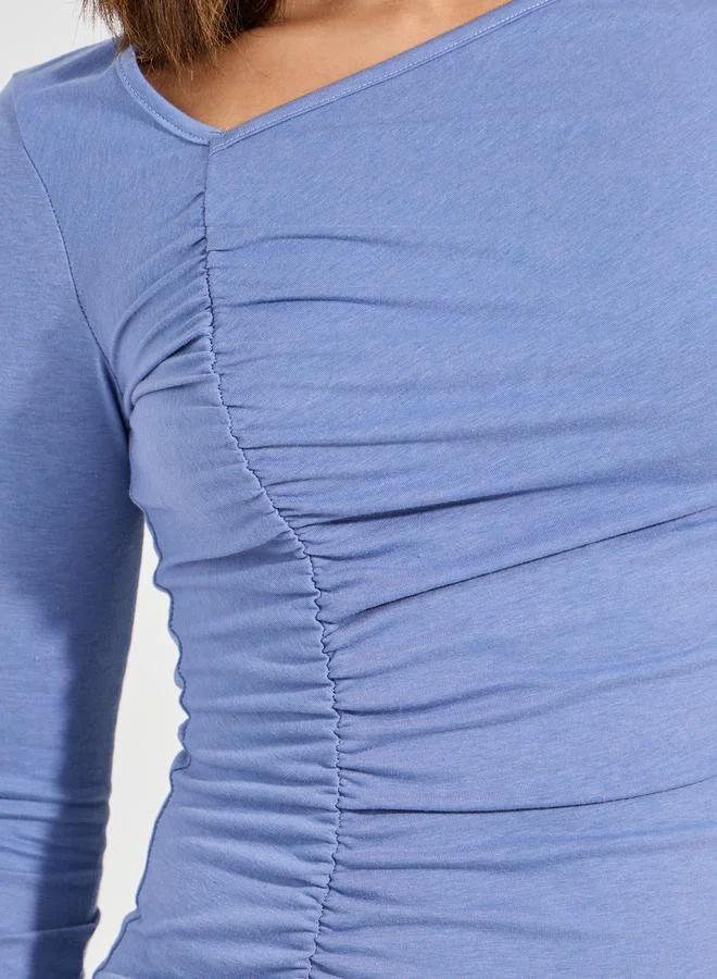 Take Two Take Two Asymmetric Hem Gathered Detail A-Line Maxi Dress