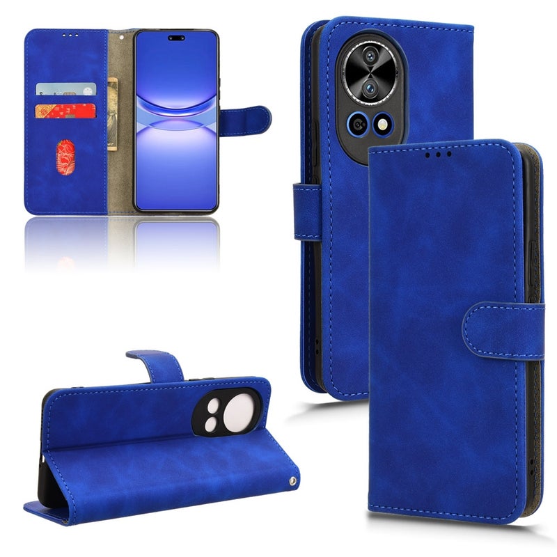 HuHa Protective Cover For Huawei nova 12 Pro 5G Skin Feel Magnetic Flip Leather Phone Case(Blue) - Image 1