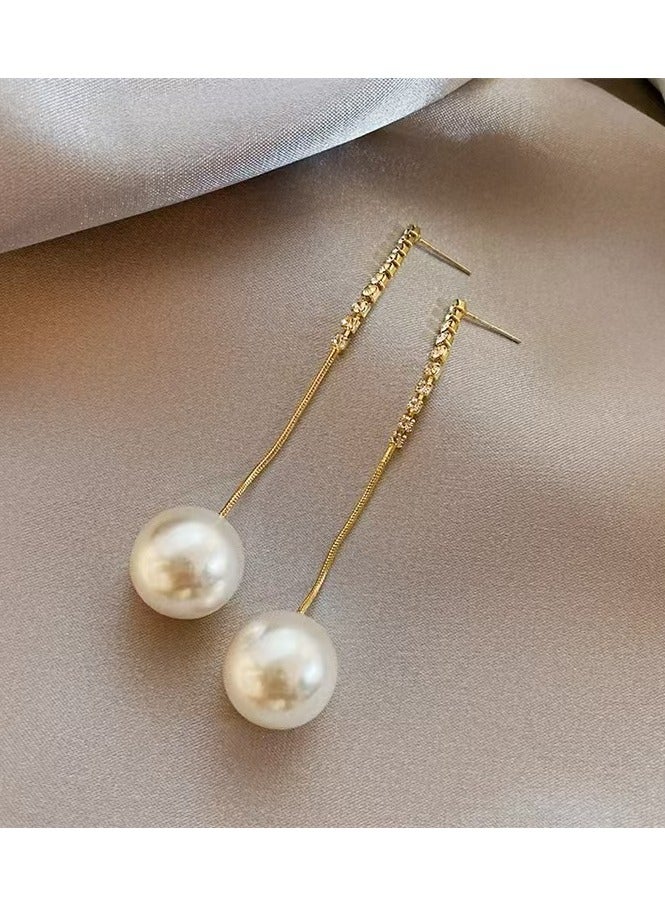 Pearl Radiance Drop Earrings - Image 2