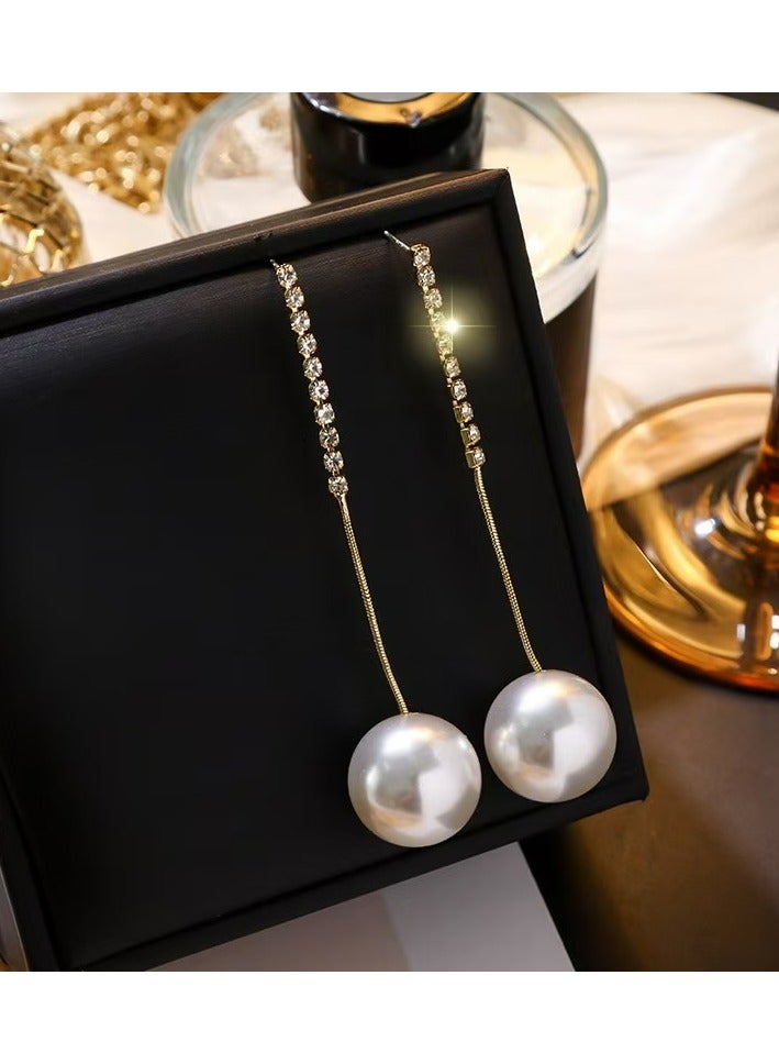 Pearl Radiance Drop Earrings - Image 3