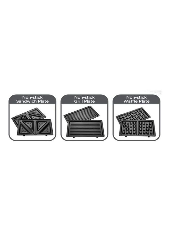 BLACK+DECKER 3 In 1 Interchangeable Grill & Waffle& Sandwich Maker 650 - 780 W TS2130-B5 Black - Image 5