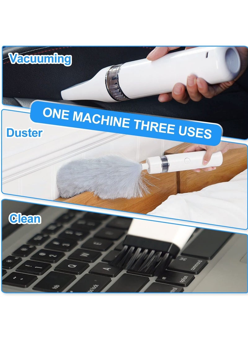 SYOSI Electric Spin Feather Duster 360° Spin 3 in 1 Cleaning Brush Vacuum Cleaner 2 gears USB-Rechargeable Stretchable Washable Multifunction Electric Duster Microfiber Dustingm White - Image 5