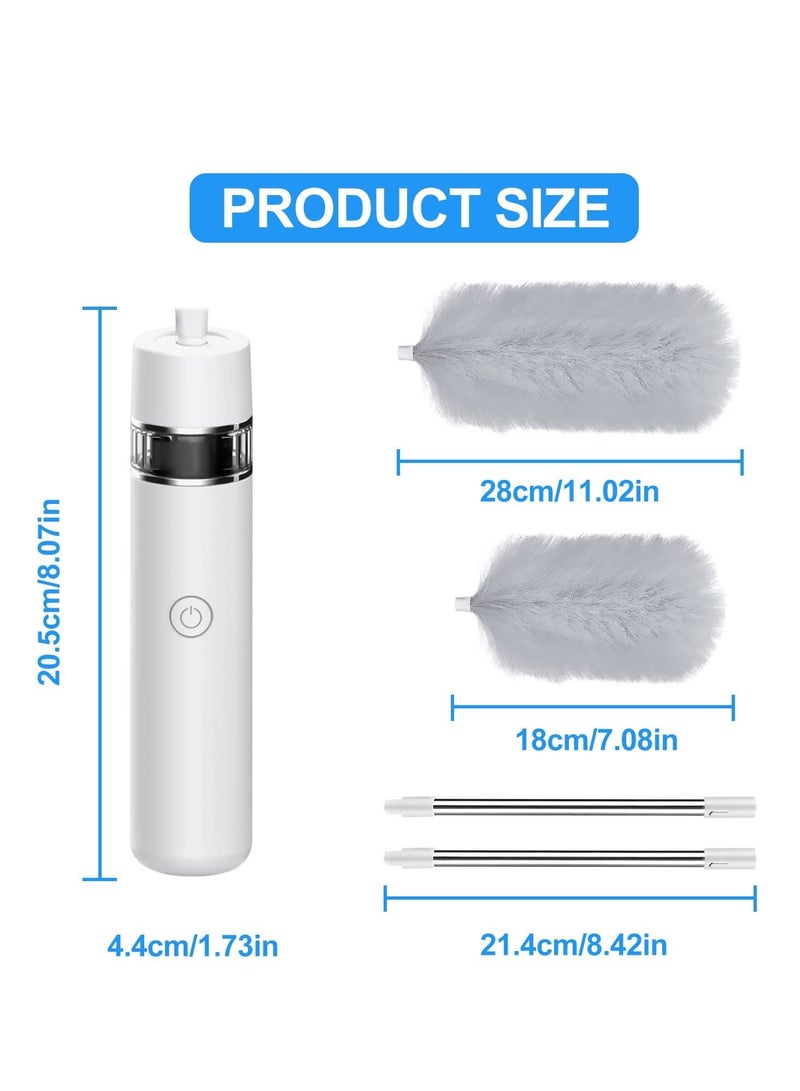 SYOSI Electric Spin Feather Duster 360° Spin 3 in 1 Cleaning Brush Vacuum Cleaner 2 gears USB-Rechargeable Stretchable Washable Multifunction Electric Duster Microfiber Dustingm White - Image 2