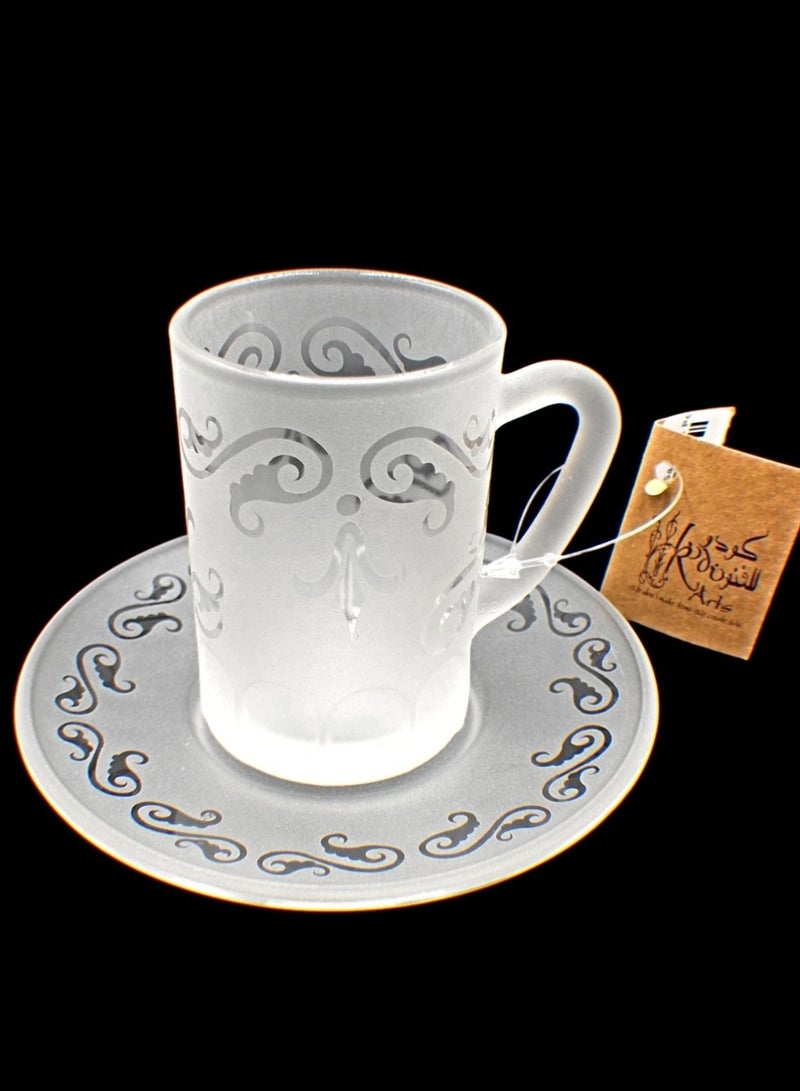 KuduArts Tea Cups With Saucer Glass Set 6 Pieces 116 Fito Sandb 6 Pcs - Image 3