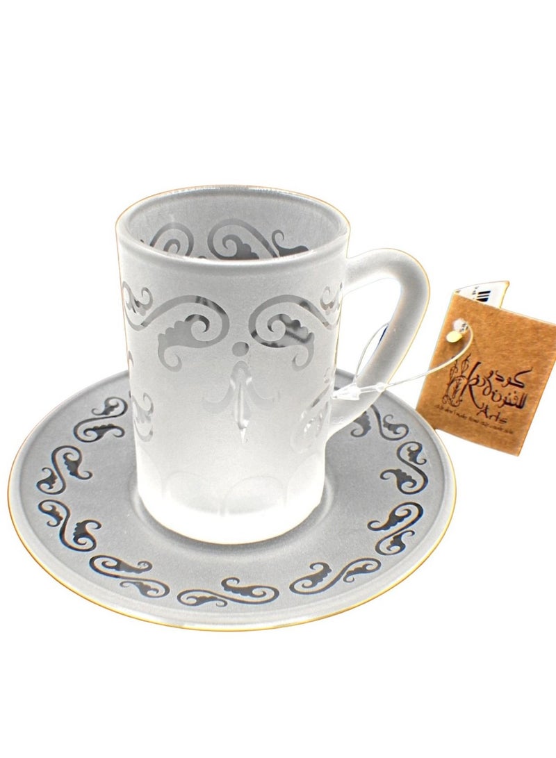 KuduArts Tea Cups With Saucer Glass Set 6 Pieces 116 Fito Sandb 6 Pcs - Image 2