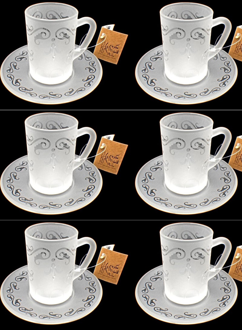 KuduArts Tea Cups With Saucer Glass Set 6 Pieces 116 Fito Sandb 6 Pcs - Image 1