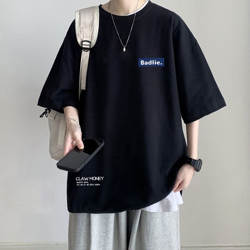 100% cotton fattened plus size fat 2-150 kg summer trend loose casual t-shirt for boys, teenagers and students - Image 1