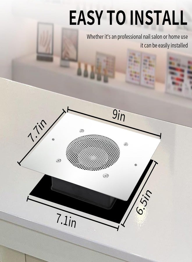 BLUETOP Nail Dust Collector 60W Nail Vacuum Cleaner Table Embedded Dust Extractor Vacuum Professional Built in Desktop Nail Dust Collector Quiet Nail Fan Low Noise for Nail Salon Home - Image 3