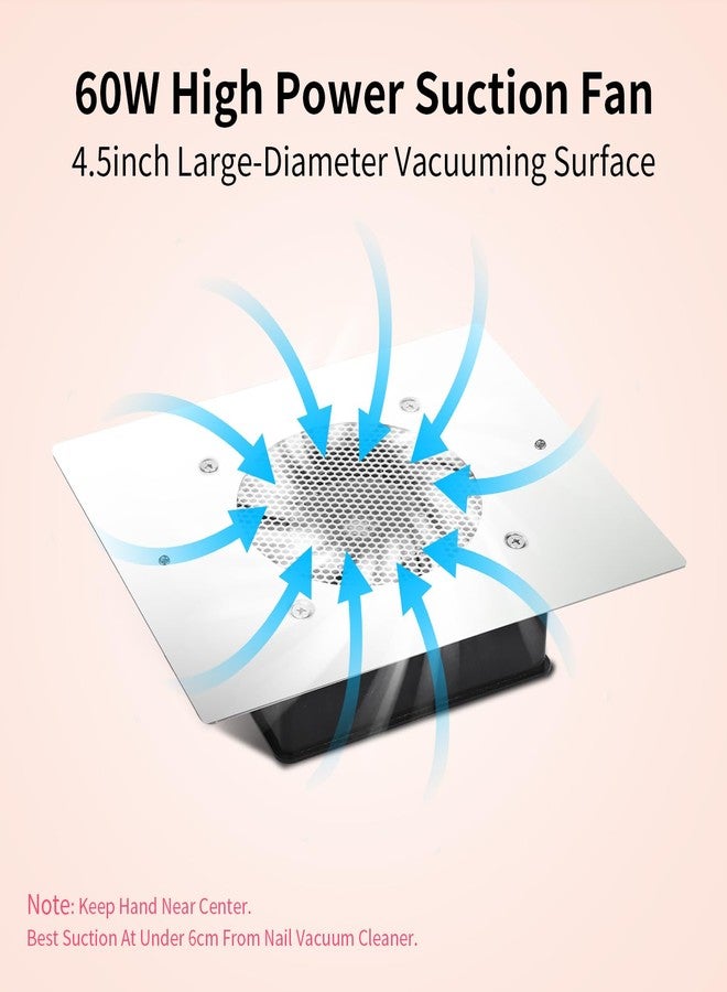 BLUETOP Nail Dust Collector 60W Nail Vacuum Cleaner Table Embedded Dust Extractor Vacuum Professional Built in Desktop Nail Dust Collector Quiet Nail Fan Low Noise for Nail Salon Home - Image 2