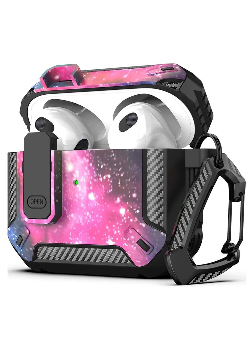 Airpods 4 Case, Airpods 4th Generation Case with Lock, Airpods 4th Generation Case, Hard Shell Rugged Shockproof Case with Keychain for Apple Airpods 4 2024 (Starry Sky)  - Image 1