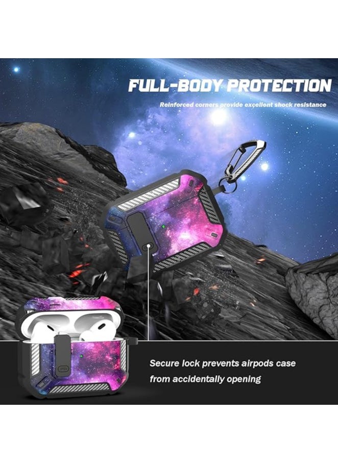 Airpods 4 Case, Airpods 4th Generation Case with Lock, Airpods 4th Generation Case, Hard Shell Rugged Shockproof Case with Keychain for Apple Airpods 4 2024 (Starry Sky)  - Image 2