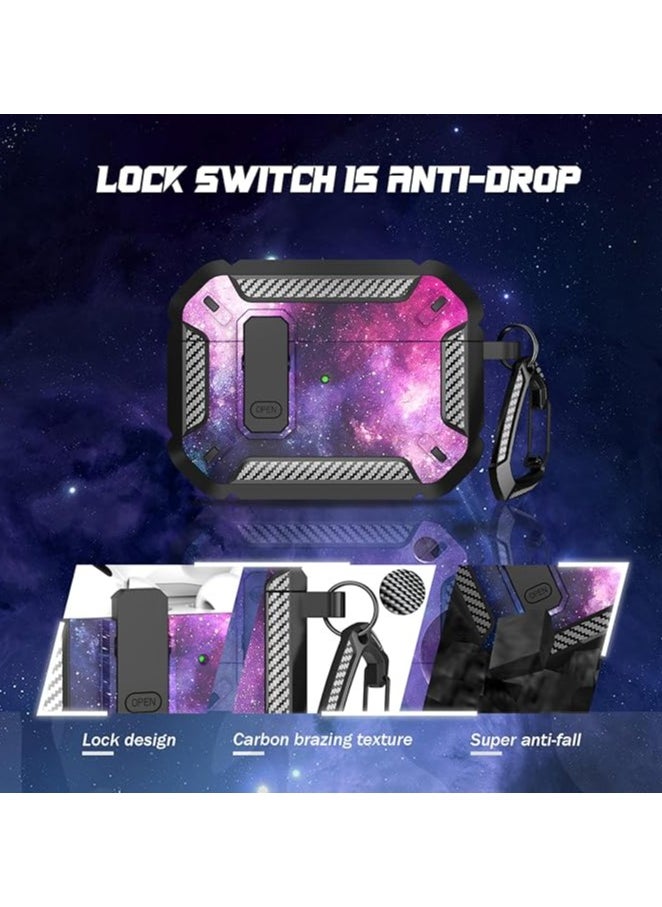 Airpods 4 Case, Airpods 4th Generation Case with Lock, Airpods 4th Generation Case, Hard Shell Rugged Shockproof Case with Keychain for Apple Airpods 4 2024 (Starry Sky)  - Image 3