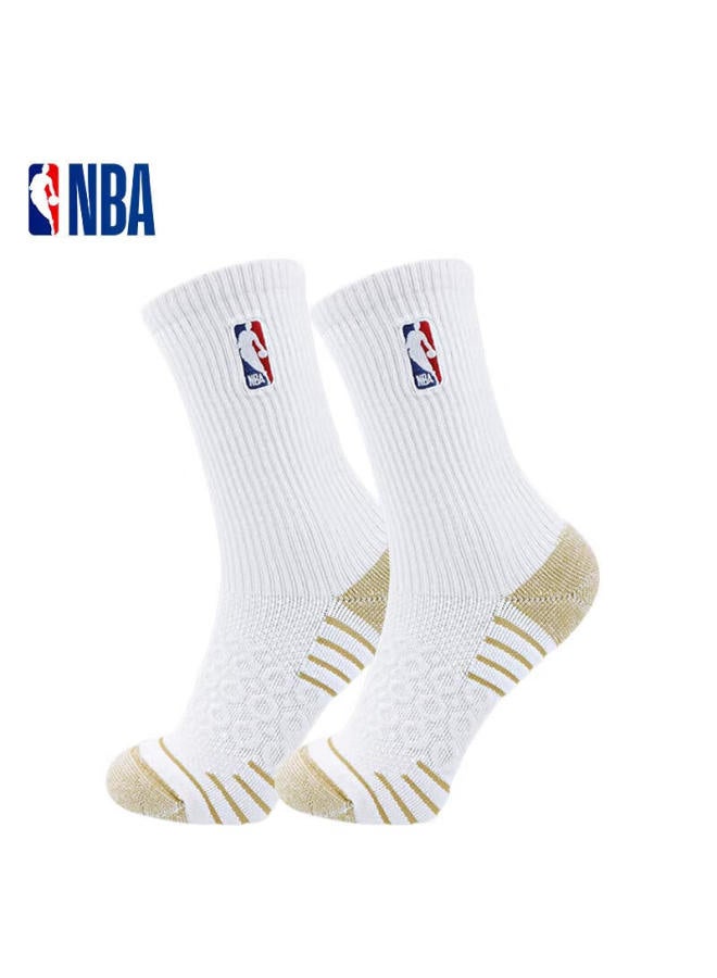 Nba Basketball Socks For Men, High-top Casual Sports Socks, Copper Ion Antibacterial Yarn, Thick Long Tube Cotton Socks With Terry Bottom, 3 Pairs - Image 3