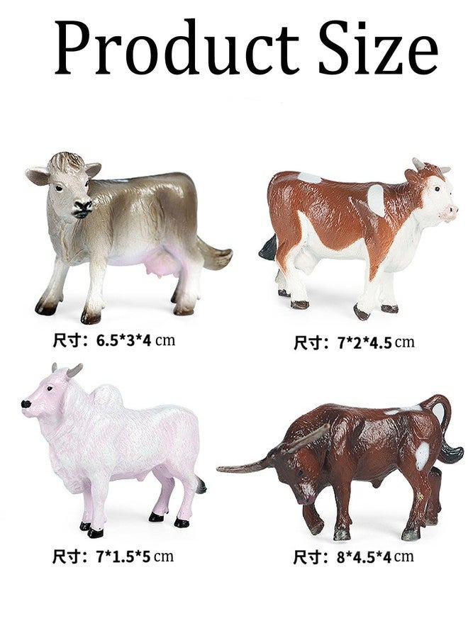 KalamkariX 4 PCS Cow Toys for Kids, Mini Cow Figurines for Educational Play, Home Decor, Birthday Gifts for Teenager, Animal Statue Collectors - Image 2