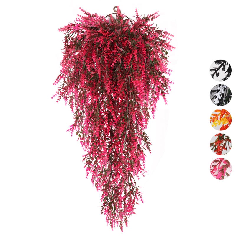 RECUTMS Artificial Hanging Plants Fake Hanging Lavender Faux UV Resistant Flowers Indoor Outside Hanging Decorations4 Packs Pink