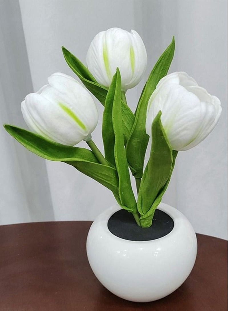 MIXDE LED Night Lamp Tulip Imitation Flower Household Decoration Table Lamp White - Image 5
