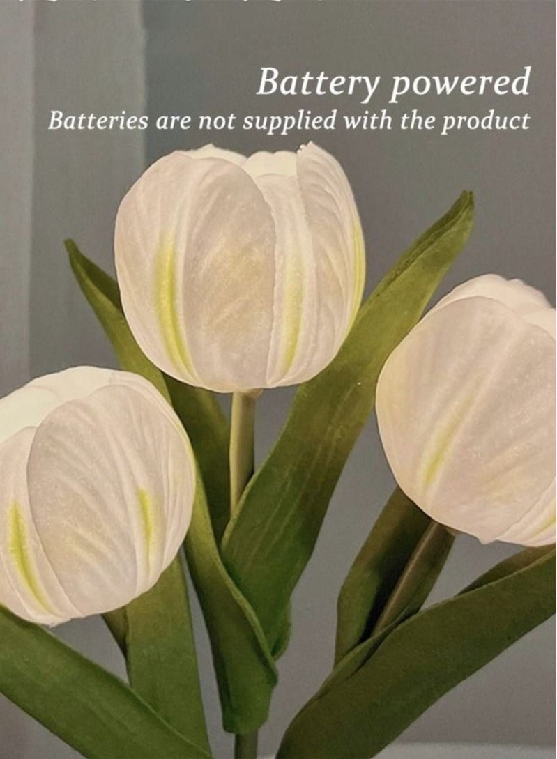 MIXDE LED Night Lamp Tulip Imitation Flower Household Decoration Table Lamp White - Image 3
