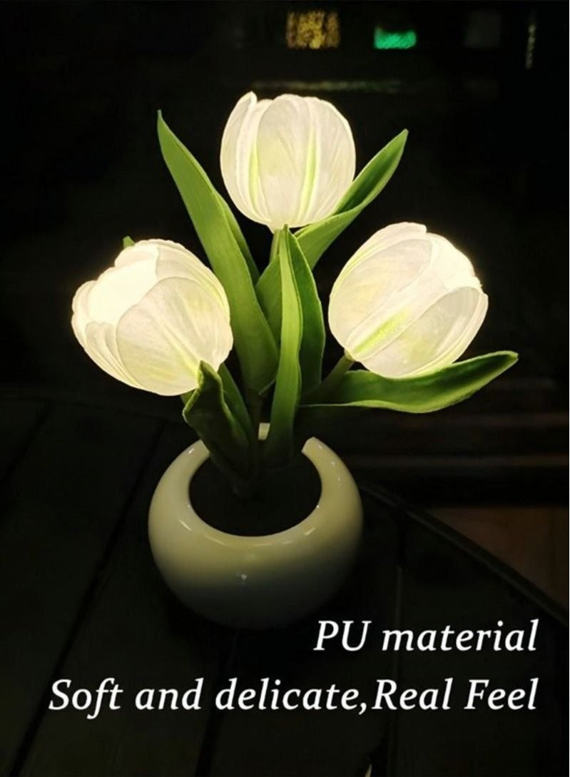 MIXDE LED Night Lamp Tulip Imitation Flower Household Decoration Table Lamp White - Image 2