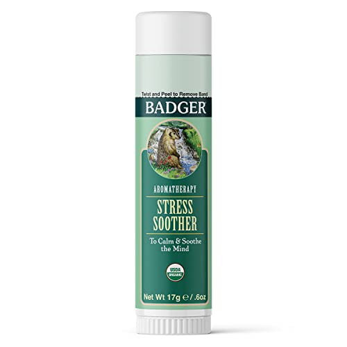 Badger بادجر - بلسم مهدئ للتوتر، عصا بلسم للعلاج بالروائح، عضوي معتمد، زيت عطري، رولر زيت أساسي، 0.6 أونصة - Image 1