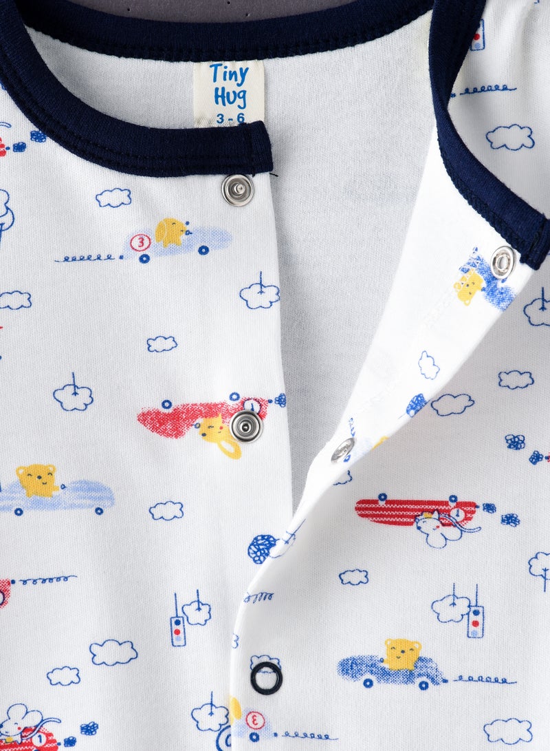 Tiny Hug بدلة نوم للأولاد حديثي الولادة مع قفازات، ملابس نوم ناعمة ومريحة للأطفال الأولاد - Image 2