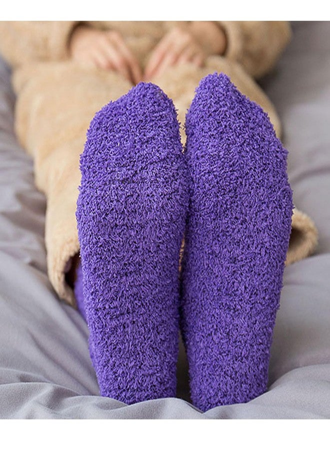 يويران جوارب نسائية من يوييران، 4 أزواج، جوارب شتوية ناعمة ودافئة للنساء (2 بنفسجي + 2 برتقالي) - Image 4