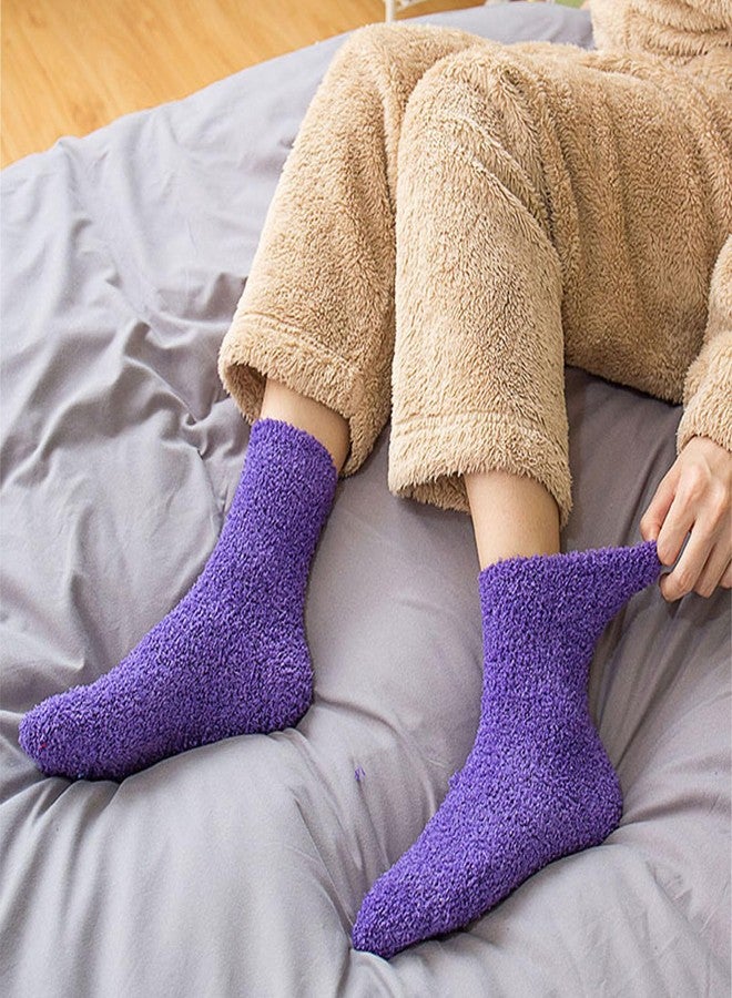 يويران جوارب نسائية من يوييران، 4 أزواج، جوارب شتوية ناعمة ودافئة للنساء (2 بنفسجي + 2 برتقالي) - Image 5
