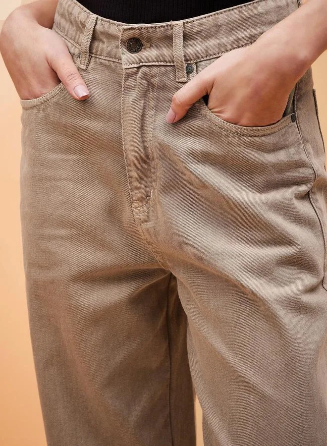 SASSAFRAS High Rise Balloon Fit Jeans with Pockets by Styli
