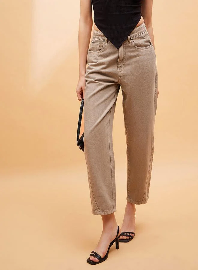 SASSAFRAS High Rise Balloon Fit Jeans with Pockets by Styli