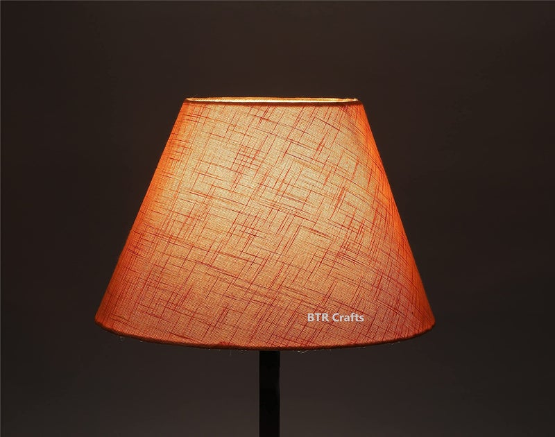 BTR CRAFTS Asian BTR Crafts 14" Inches (Large), Orange Texture Conical Lamp Shade, Cotton Fabric Standard Size - Image 2