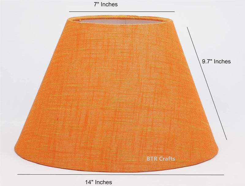 BTR CRAFTS Asian BTR Crafts 14" Inches (Large), Orange Texture Conical Lamp Shade, Cotton Fabric Standard Size - Image 4