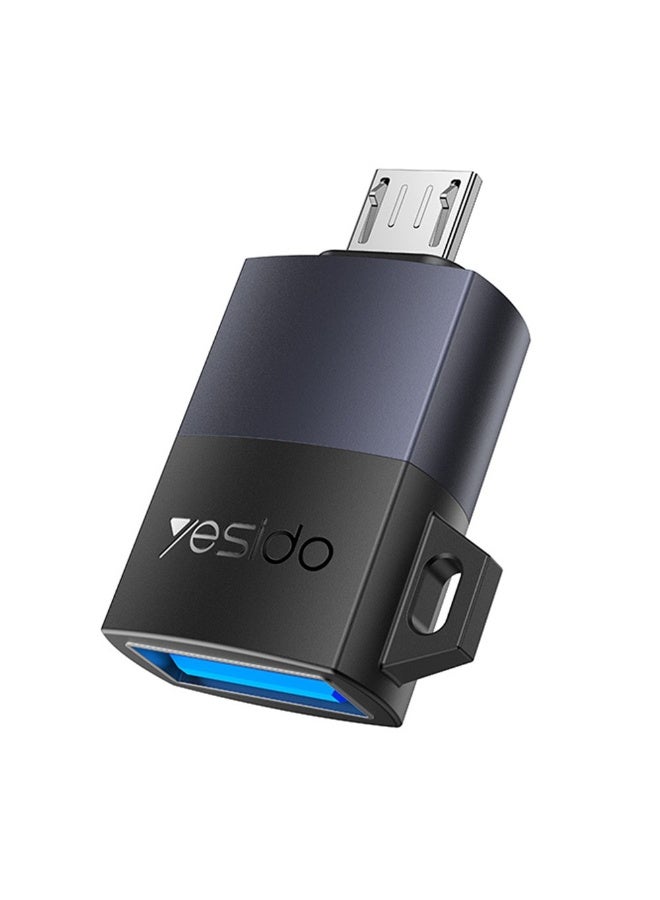 YESIDO GS33 USB Female to Micro USB Male Adapter - 480Mbps OTG Data Transfer - Durable Aluminum Alloy Design - Black - Image 1