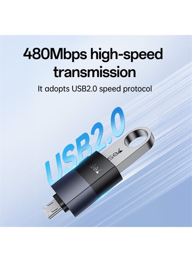 YESIDO GS33 USB Female to Micro USB Male Adapter - 480Mbps OTG Data Transfer - Durable Aluminum Alloy Design - Black - Image 5