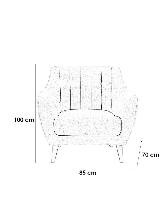 Furniture Factory Beech wood and velvet armchair - grey and beige  - Image 2