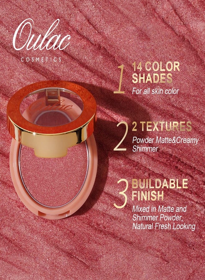 Oulac Baby Pink Blushers for Cheeks Make Up Vegan,Mineral Powder Blush,Rich Colors, Buildable Blusher, Easy to Blend,Vegan,4.8g (14) One More Time - Image 5