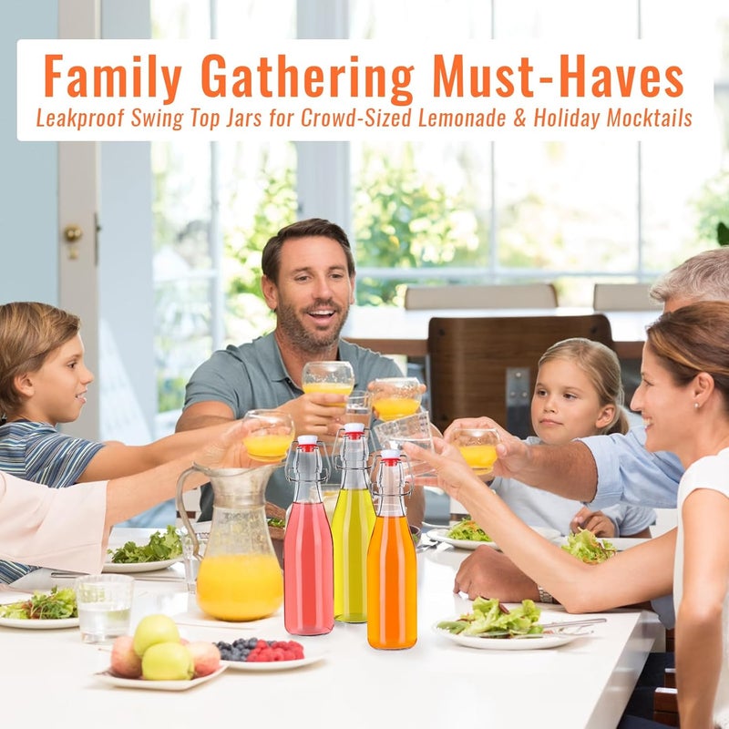 SZUAH 12 oz Swing Top Glass Bottles 12Pack, Reusable Flip Top Glass Bottle for Kombucha, Home Brewing, Beer, Beverage Storage(360ml, Set of 12) - Image 4