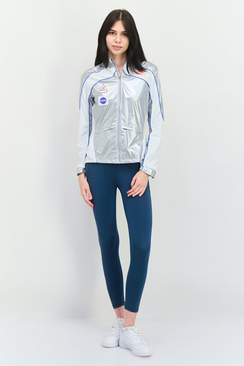 Adidas Women Sportswear Fit Long Sleeve Running Jacket, Silver Combo - Image 4