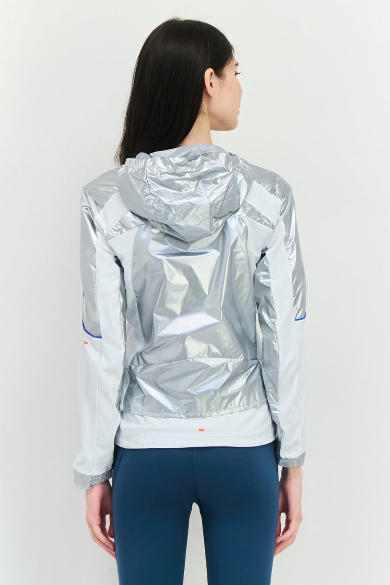 Adidas Women Sportswear Fit Long Sleeve Running Jacket, Silver Combo - Image 3