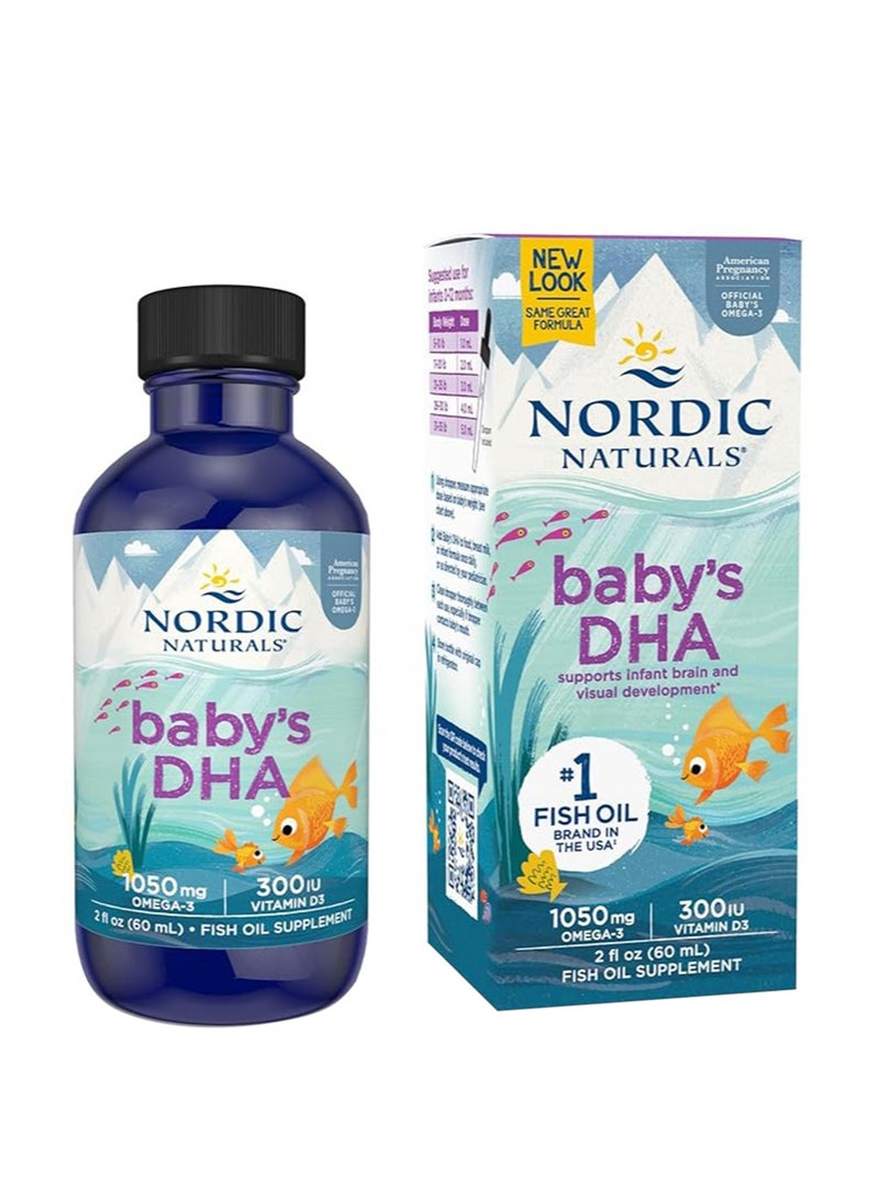 نورديك يدعم ثنائي هيدروكسي الأسيتون نمو دماغ الطفل وبصره مع فيتامين د3 وأوميجا 3 ومكملات زيت السمك 60 مل