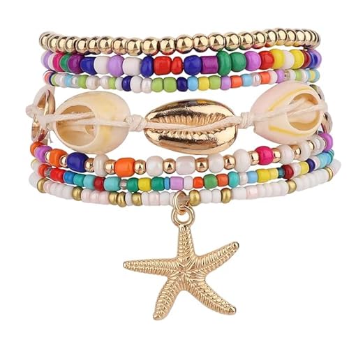 FFZDENA Beach Jewellery for Women, Stylish Bracelets for Girls, Bohemian Holiday Accessories, Adjustable Alloy Bracelet for Summer Beach Vacation - Image 1