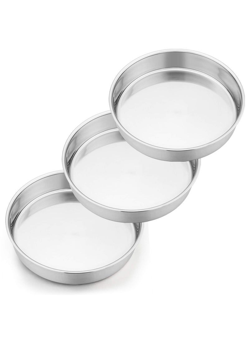 P&P CHEF PP CHEF Round Cake Pan Set of 3 Stainless Steel Round Baking Layer Pans Bakeware for Layer Birthday Cake Fit OvenPotsPressure Cooker Leakproof  Dishwasher Safe 95 Inch 