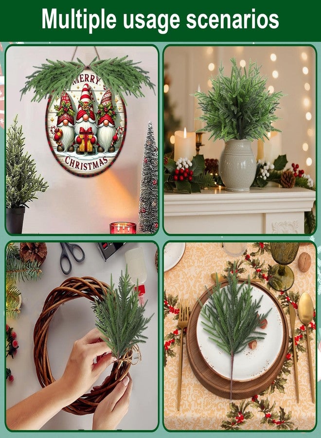 Cllayees 24" Extra Long Artificial Norfolk Pine Stems - 12 Pack Real Touch Christmas Greenery for DIY Wreaths Vase, Large Mantel Decor, Indoor/Outdoor Holiday Arrangements (Faux Pine Branches) - Image 4