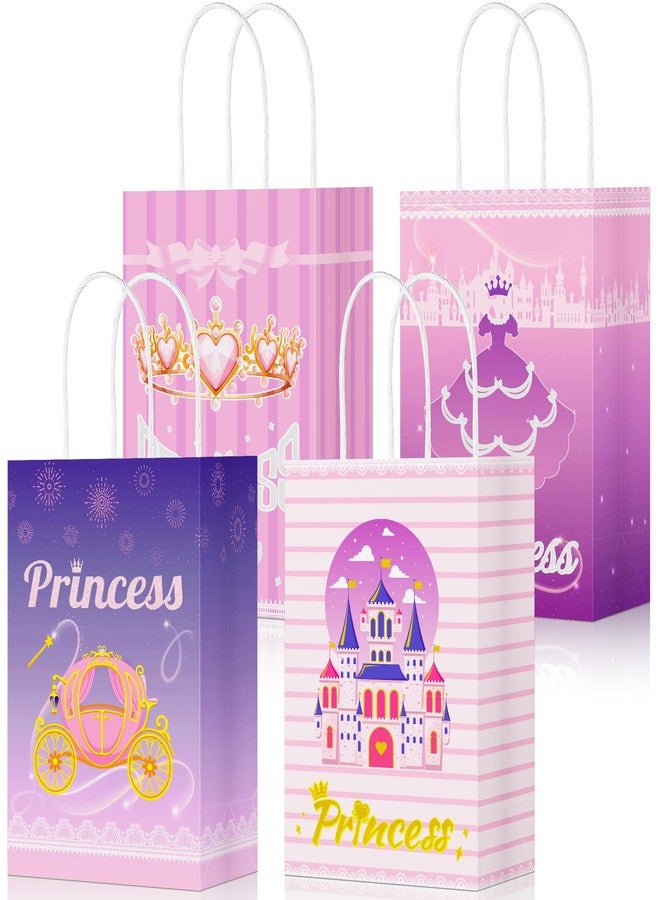 Nuesaurd 16Pcs Princess Goodie Bags, Pink Princess Party Favor Bags with Handles, 4 Styles Paper Thick Bottom Reusable Castle Treat Candy Gift Bags for Party Decorations Birthday Supplies Baby Shower Wedding(16) - Image 1