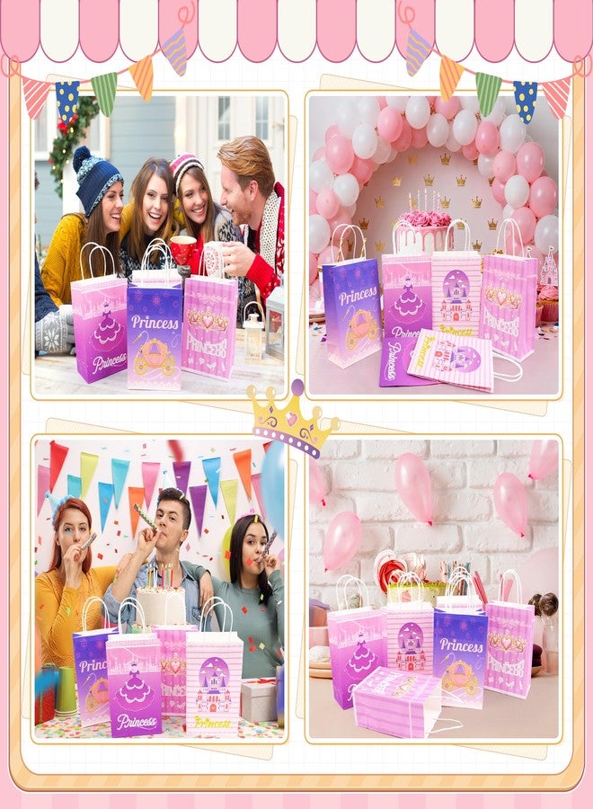 Nuesaurd 16Pcs Princess Goodie Bags, Pink Princess Party Favor Bags with Handles, 4 Styles Paper Thick Bottom Reusable Castle Treat Candy Gift Bags for Party Decorations Birthday Supplies Baby Shower Wedding(16) - Image 5