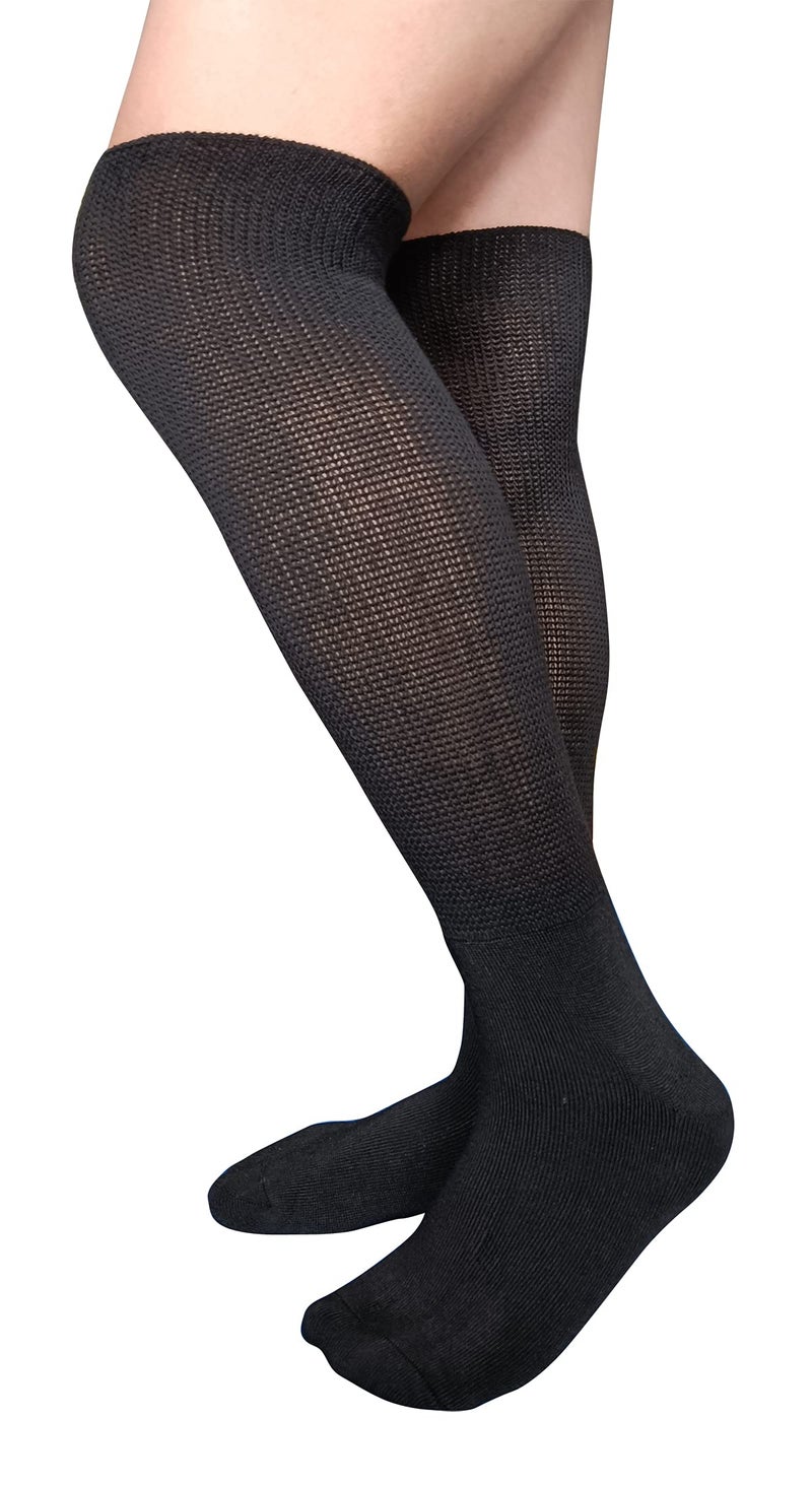 VEIGIKE Extra Wide Lymphedema Bariatric Socks Knee High Replacemen Sock Liner for Air Cam Walkers Brace Orthopedics Cast Boot Men Women, Black-2pairs, One Size - Image 5