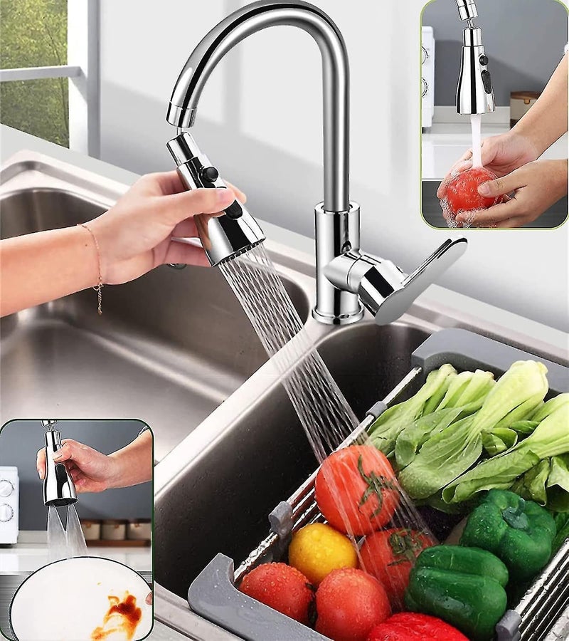 VAKTAVYA Universal Kitchen Faucet 3Function Pull Down Sink Sprayer Attachment for Faucet Pull Out Spray Head Head Big Angle Rotatable Anti Splash Faucet for Kitchen Rotating Sink Faucet Aerator - Image 5