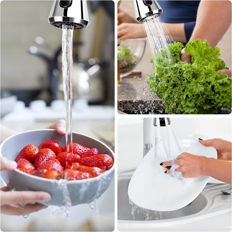 VAKTAVYA Universal Kitchen Faucet 3Function Pull Down Sink Sprayer Attachment for Faucet Pull Out Spray Head Head Big Angle Rotatable Anti Splash Faucet for Kitchen Rotating Sink Faucet Aerator - Image 4