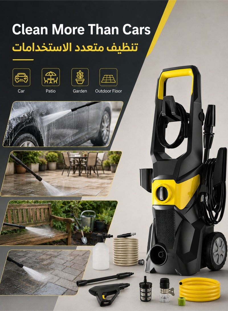 Denzoz Electric Pressure Washer 3000 Max PSI 2.5GPM Power Washer High Pressure Cleaning Machine with Foam Cannon for Car House Patio Deck Fence Driveways - Image 4